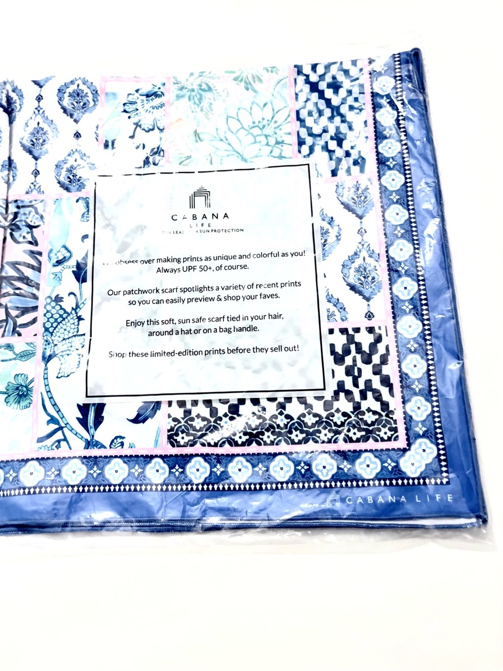 NWT CABANA LIFE Printed Patchwork Scarf 2025 Printed, blue and pink - Picture 5 of 5